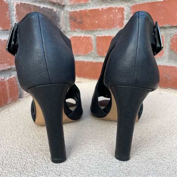 Vince Camuto Omally black leather peep toe 4” heels - Sz 9 - Picture 4 of 9